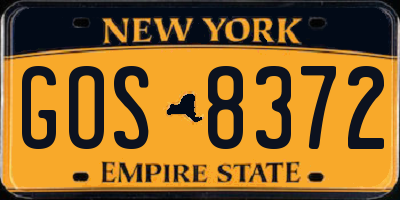 NY license plate GOS8372