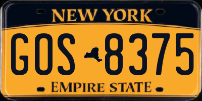 NY license plate GOS8375