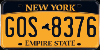 NY license plate GOS8376