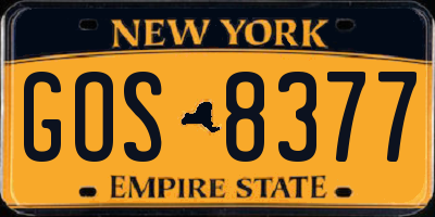 NY license plate GOS8377