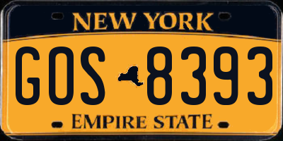 NY license plate GOS8393