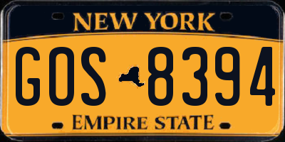 NY license plate GOS8394