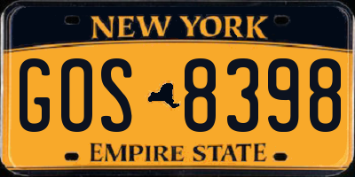 NY license plate GOS8398