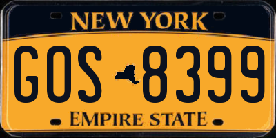 NY license plate GOS8399