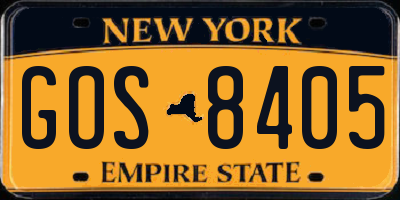 NY license plate GOS8405