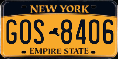 NY license plate GOS8406