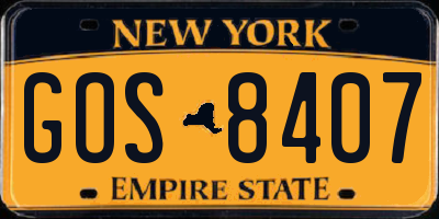 NY license plate GOS8407