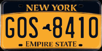 NY license plate GOS8410