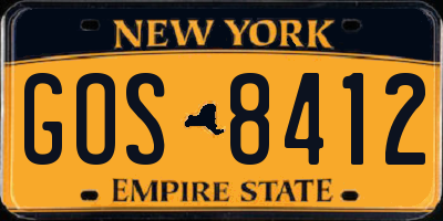 NY license plate GOS8412