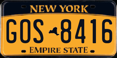 NY license plate GOS8416