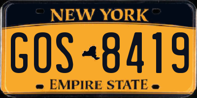 NY license plate GOS8419