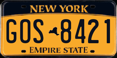 NY license plate GOS8421