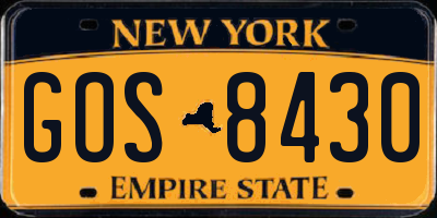 NY license plate GOS8430