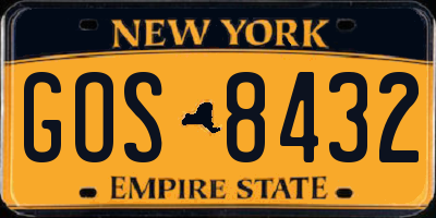 NY license plate GOS8432