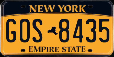 NY license plate GOS8435