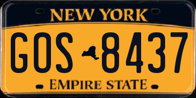 NY license plate GOS8437