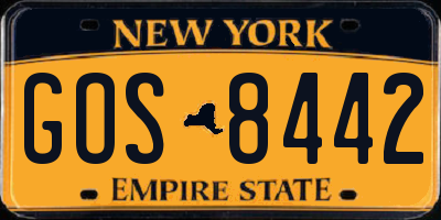 NY license plate GOS8442