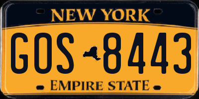 NY license plate GOS8443