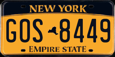 NY license plate GOS8449