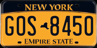NY license plate GOS8450