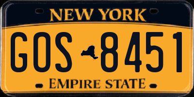 NY license plate GOS8451