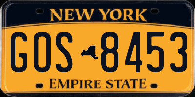 NY license plate GOS8453