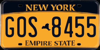 NY license plate GOS8455