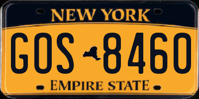 NY license plate GOS8460
