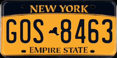 NY license plate GOS8463
