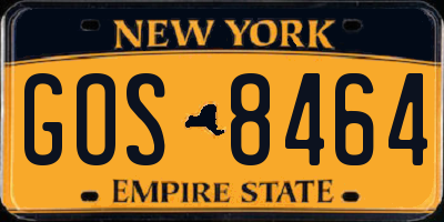 NY license plate GOS8464