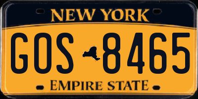 NY license plate GOS8465