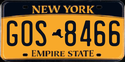 NY license plate GOS8466