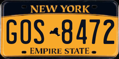 NY license plate GOS8472
