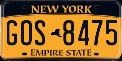 NY license plate GOS8475