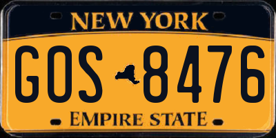 NY license plate GOS8476