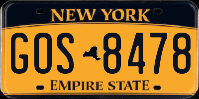 NY license plate GOS8478