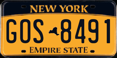 NY license plate GOS8491