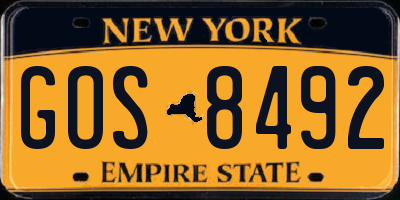 NY license plate GOS8492