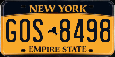 NY license plate GOS8498