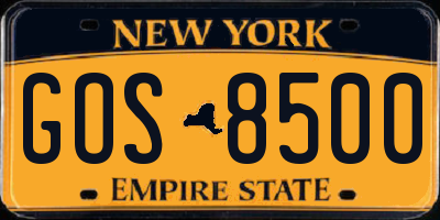 NY license plate GOS8500