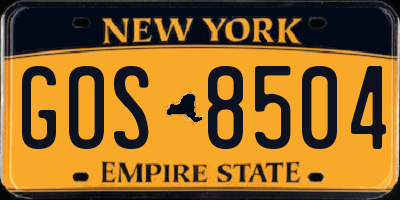 NY license plate GOS8504