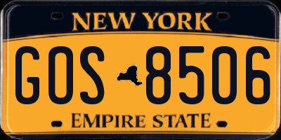 NY license plate GOS8506