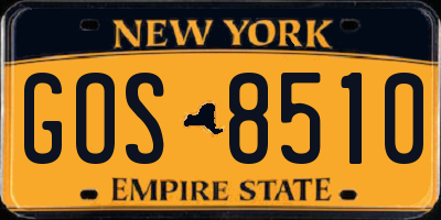 NY license plate GOS8510