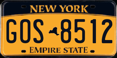 NY license plate GOS8512