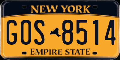 NY license plate GOS8514