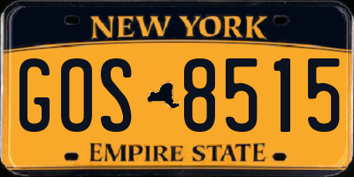 NY license plate GOS8515