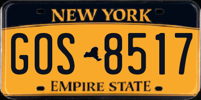 NY license plate GOS8517