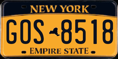 NY license plate GOS8518