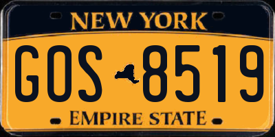 NY license plate GOS8519