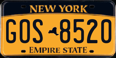 NY license plate GOS8520